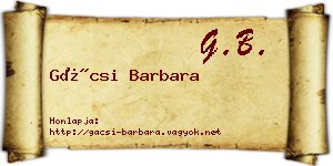 Gácsi Barbara névjegykártya